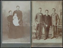 cca 1900 Műtermi portrék, pl. kislány babával, stb., 6 db keményhátú fotó, 16×8,5 és 16,5×10,5 cm