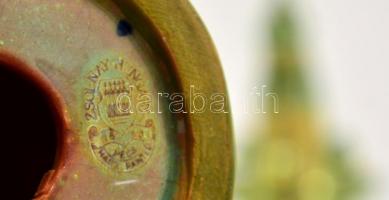 Zsolnay eozin mázas kút, 2 db, jelzettek, apró kopásokkal, m: 14,5 cm