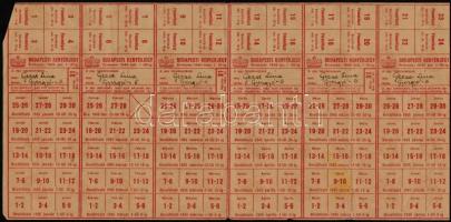 1942, 1945 Budapesti kenyérjegy szelvényben + budapesti cukorjegy szelvényben + Budapest székesfőváros Élelmiszerjegy-Központjának levelezőlapja
