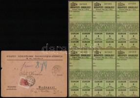 1942, 1945 Budapesti kenyérjegy szelvényben + budapesti cukorjegy szelvényben + Budapest székesfővár...