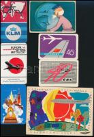 Légitársaságok reklámost levelezőlapjai és kártyanaptárai, 11 db (Interflug, Ceskoslovenske Aerolinie, Aeroflot Soviet Airlines, Air France, KLM, stb.)