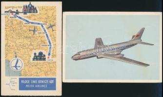 Légitársaságok reklámost levelezőlapjai és kártyanaptárai, 11 db (Interflug, Ceskoslovenske Aerolini...