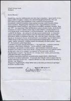 2002 Faludy György (1910-2010) saját kézzel írt sorai és aláírása egy levélen, valamint egy neki írt...