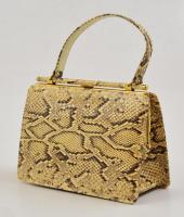 Kígyóbőr női táska, enyhén kopott, 25×18 cm