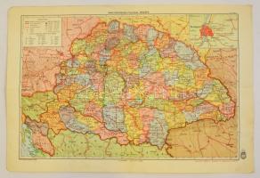 Magyarország politikai térképe, 1:2500000, M. Kir. Honvéd Térképészeti Intézet, hajtásnyomokkal, 29,5×43,5 cm