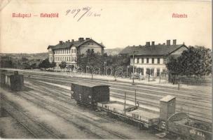 1909 Budapest XI. Kelenföld, vasútállomás, MÁV vagonok. Kiadja özv. Chvála Józsefné (EK)