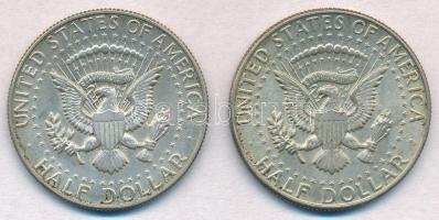 Amerikai Egyesült Államok 1967. 1/2$ Ag "Kennedy" (2x) T:1- kis patina 
USA 1967. 1/2 Dol...