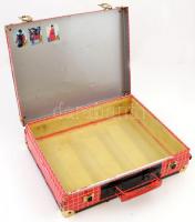 Régi fém piros koffer, 39×31×9 cm