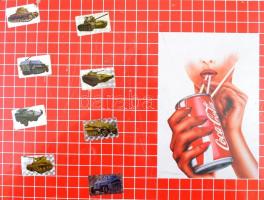 Régi fém piros koffer, 39×31×9 cm