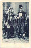 5 db RÉGI albán népviseletes motívumlap / 5 pre-1945 Albanian folklore motive postcards. Photo Studi...