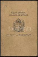 cca 1929-1930 M. Kir. fényképes útlevele magánhivatalnok részére, osztrák és csehszlovák bejegyzések...