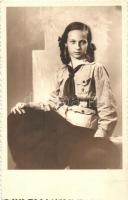1936 Makó, cserkész leány. Bolygó Sándor fényképészeti műterme / Hungarian scout girl. photo