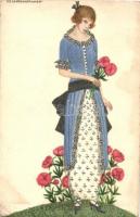 Lady. Wiener art postcard. B.K.W.I. 178-6. s: Mela Koehler (EK)