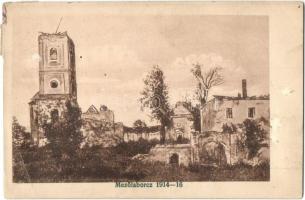 1914-16 Mezőlaborc, Medzilaborce; Az oroszdúlta Zemplén. templom rom / WWI church ruins after the Russians attack (EK)