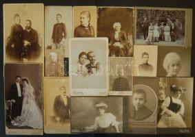 cca 1870-1900 14 db főként keményhátú fotó vegyes minőségben