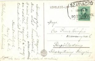 1939 Szarvaskő, Vasúti bevágás gőzmozdonnyal + Postai Ügyn. pecsét