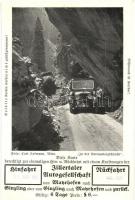 1937 Dornauberg-Schlucht, diese Karte berechtigt zur einmaligen Hin- und Rückfahrt mit einem Kraftwagen der Zillertaler Autogesellschaft / Austrian automobile shops advertisement card (EK)