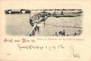 1898 Vienna, Wien XIX. Donau bei Hochwasser mit Sperrschiff bei Nussdorf / the blocking ship at flood (EK)