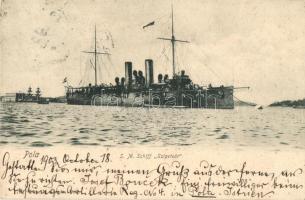 1903 SMS Szigetvár. Osztrák-Magyar Haditengerészet Zenta-osztályú védett cirkálója / K.u.K. Kriegsmarine SMS Szigetvár protected cruiser. M. Clapis