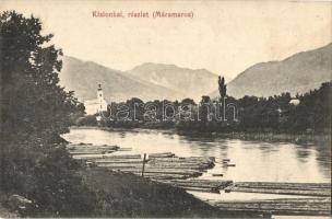 Kislonka, Lunka (Máramaros); templom, faúsztatás / church, timber transport on the river by rafters