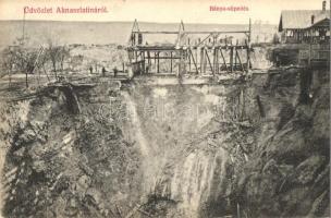 1909 Aknaszlatina, Slatinské Doly, Solotvyno; Bánya süppedés. Wizner és Dávid kiadása / mine collapse