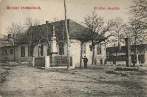 1911 Törökbálint, Katolikus Olvasókör, Szent István-szobor, kút (EK)