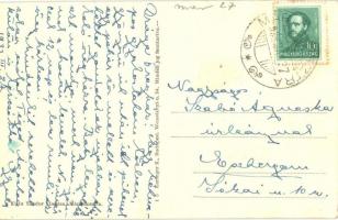 1933 Márianosztra, M. kir. orsz. női fegyház főbejárata, községháza, Klein Sándor kereskedése és saj...