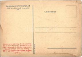 Budapest III. Aquincumi Strandfürdő térképes reklámlapja. A levelezőlap bemutatásával 30% kedvezmény...