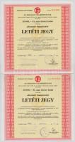 Budapest 1989. "Országos Takarékpénztár" alternatív kamatozású letéti jegy 1000Ft-ról (2x)...