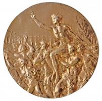DN XI. Olimpiai Játékok Berlin 1936 aranyozott fém plakett, jelzés nélküli másolat (52mm) T:1- ND XI. Olympiade Berlin 1936 gilt metal plaque, copy without mark (52mm) C:AU