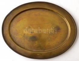 5 db réz likőrös pohár + ráz tálca, m: 12 cm, 30,5×23,5 cm