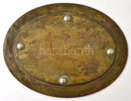 5 db réz likőrös pohár + ráz tálca, m: 12 cm, 30,5×23,5 cm