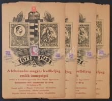 A IV. Bélyeggyűjtési propaganda nap 4 értékű levézáró sora 1-1 A félszázados magyar levélbélyeg emlék- ünnepségei nagy alakú meghívó plakáton (4 db)