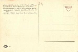 Pöstyén-fürdő, Bad Pistyan, Kúpele Piestany; Royal Nagyszálloda a Vág folyóval, faúsztatás / Grand H...