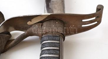 XIX sz. vége/XX. sz. eleje Régi lovassági díszkard, koronás-nemzeti színnel díszített kardbojttal, f...