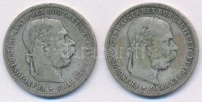 Ausztria 1893. 1K Ag Ferenc József (2x) T:2- Austria 1893. 1 Corona Ag Franz Joseph (2x) C:VF