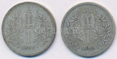 Ausztria 1894-1895. 1K Ag "Ferenc József" (2xklf) T:2- Austria 1894-1895. 1 Corona Ag &quo...