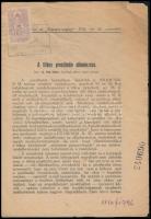 1932 Elek István: A titkos prostitutio ellenőrzése. Klny. a Népegészségügy 1932.évi 22. számából. Wachs Nyomdai Műintézet, Szolnok. Tűzött papírkötésben, okmánybélyeggel, kissé foltos, 8 p.