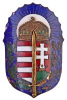 1922. Vitézi Jelvény zománcozott Br jelvény, hátlapon ferde kitűzőpántokkal (57x38mm) T:2 zománchiány Hungary 1922. Badge of the Order of Vitéz enamelled Br badge, on the back two oblique bands (57x38mm) C:XF enamell missing