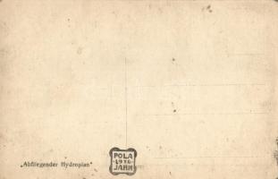 1916 Abfliegender Hydroplan. K.u.K. Kriegsmarine Seeflugzeug / Az Osztrák-Magyar Haditengerészet hid...