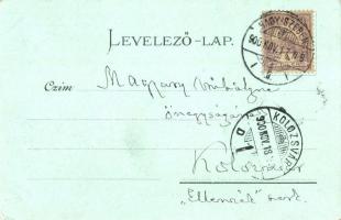 1900 Bólya, Bell, Bulia, Buia; Üdvözlet az Erdélyi Kárpátokból! völgy és vízesés, menház, tó. F. Bin...