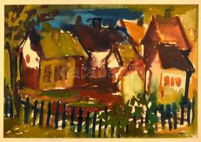 Máger Ágnes (1944-): Falurészlet. Akvarell, karton, jelzett, 21×29 cm