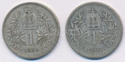 Ausztria 1900-1901. 1K Ag "Ferenc József" (2xklf) T:2-
Austria 1900-1901. 1 Corona "...