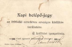 1896 Napi belépőjegy az ezredéves kiállításra (ázott)