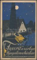 cca 1930-1940 Favorit a zárban / Nyugalom a házban, villamosplakát, Weiss L. és F. Budapest, kissé foltos, 23×14,5 cm