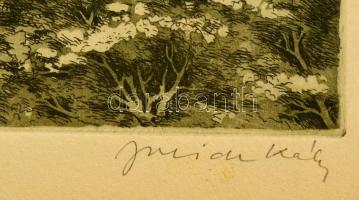 Jurida Károly (1935-2009): Erzsébet-híd. Rézkarc, papír, jelzett, 29×39 cm