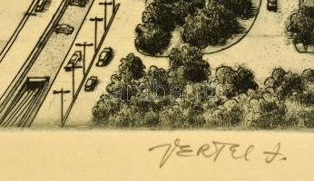 Vertel József (1922-1993): Budapest. Rézkarc, papír, jelzett, 29×38 cm