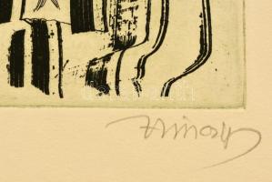 Hincz Gyula (1904-1986): Játékok. Rézkarc, papír, jelzett, 19×25 cm