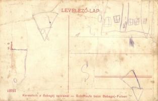 Orsova, Alduna (Vaskapu-szoros, Portile de Fier); Hajó keresztelő a Babagáj (Babakáj) sziklánál / Sc...