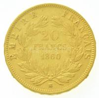 Franciaország / Második Császárság 1860BB 20Fr Au "III. Napóleon" (6,45g/0.900) T:2,2- kis...